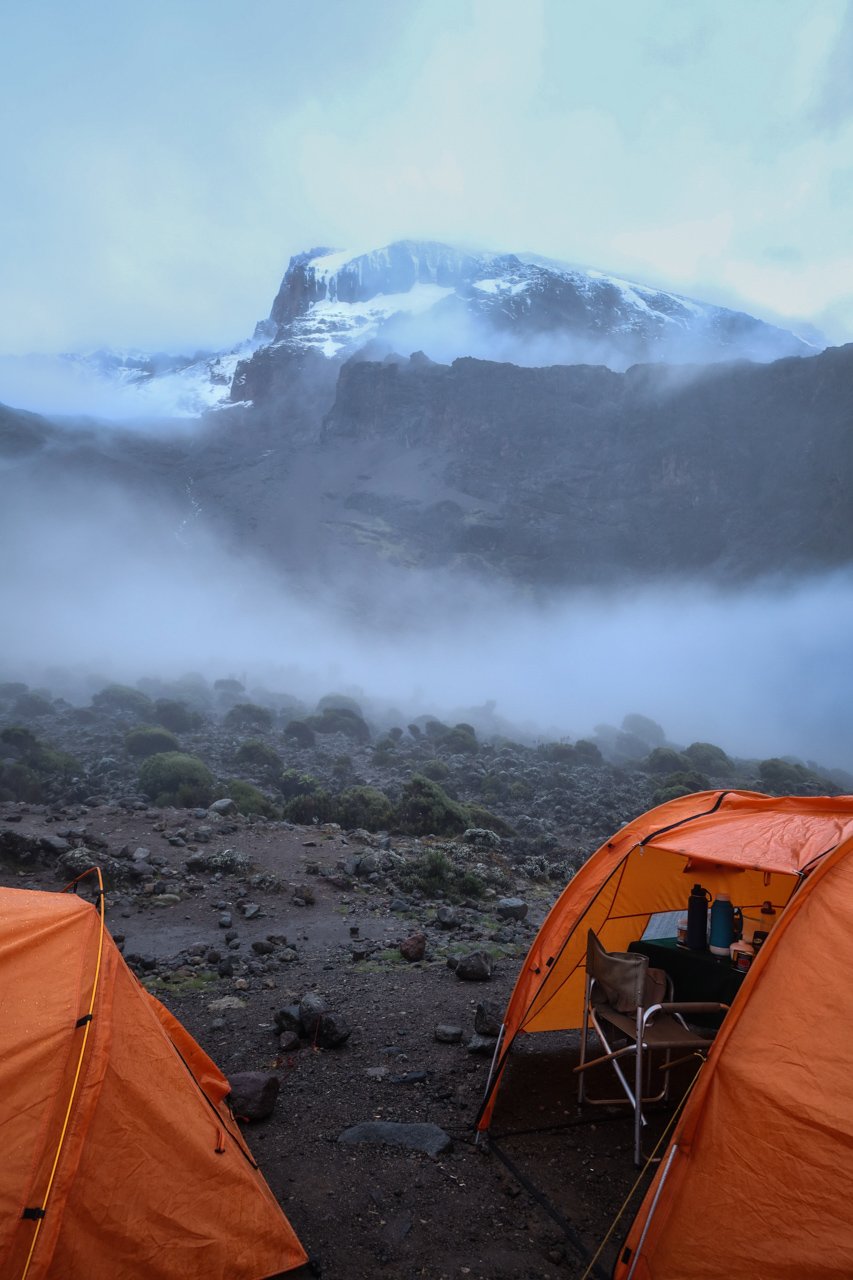 The snowy peaks getting closer (and more snowy) by the day — campsite no. 3