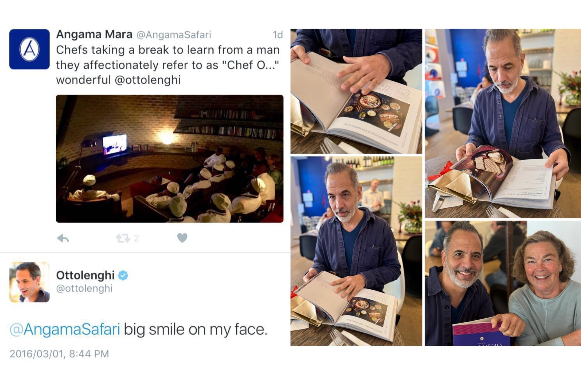 Years after our chefs gathered to learn from 'Chef O', Yotam Ottolenghi now holds a copy of the Angama Cookbook