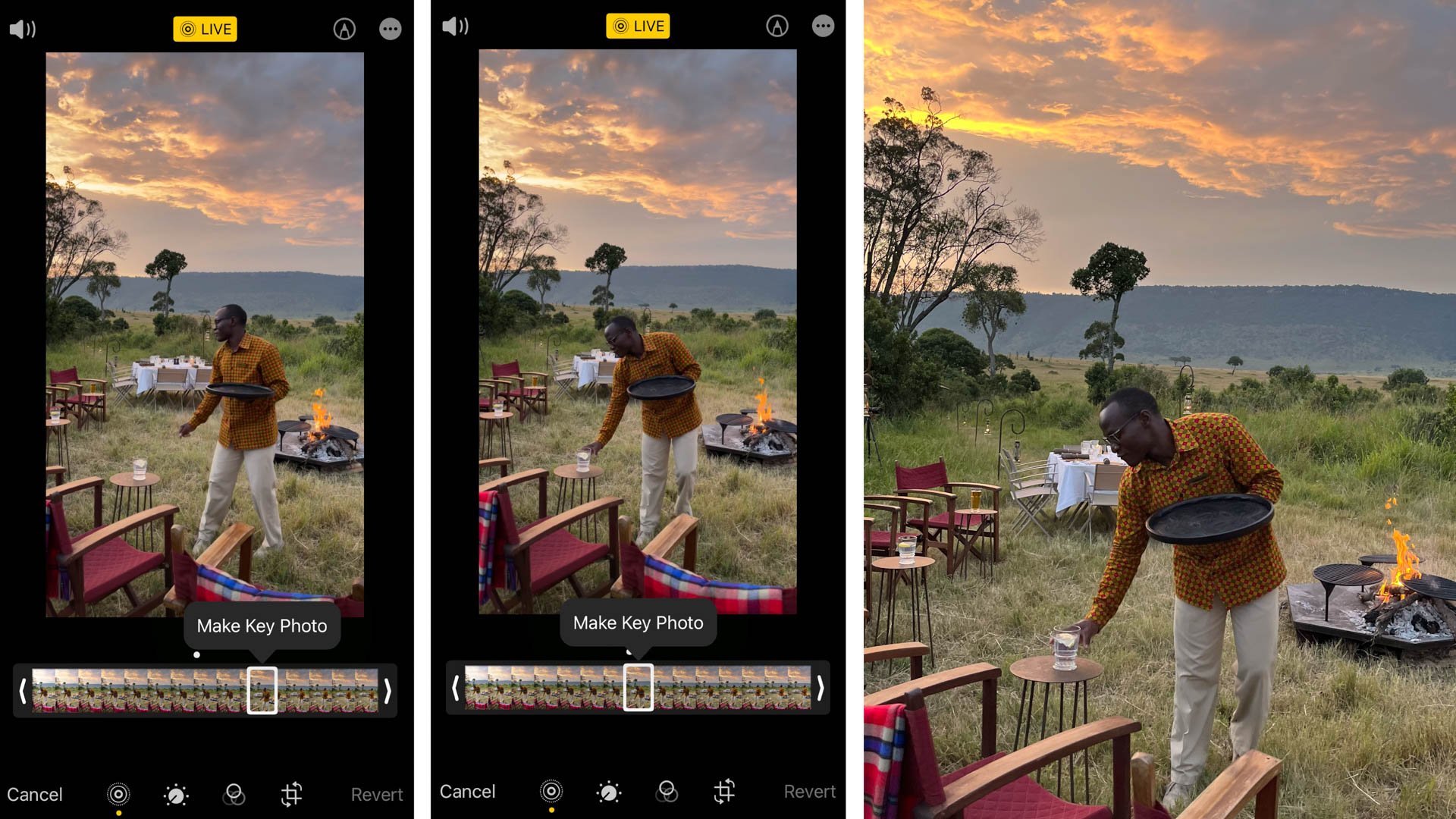Selecting what still works best in this live image of Antony at Angama Safari Camp 