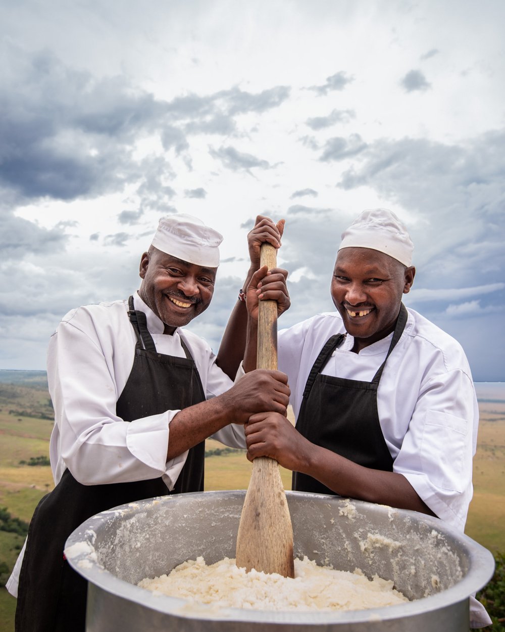 Musa and John making just enough ugali for lunch in the canteen