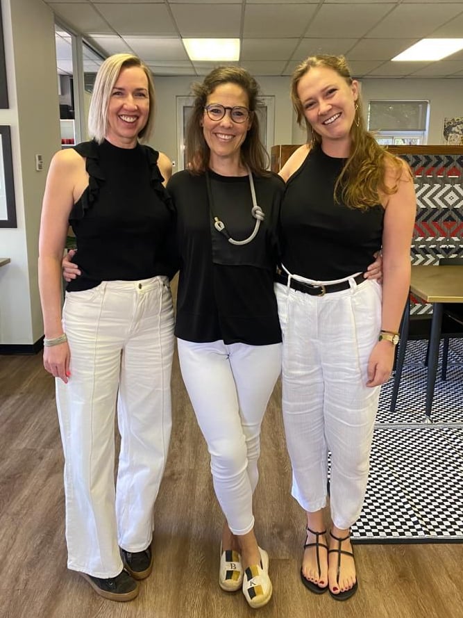 Tammy, Kate and Charlotte on unofficial 'black and white' day