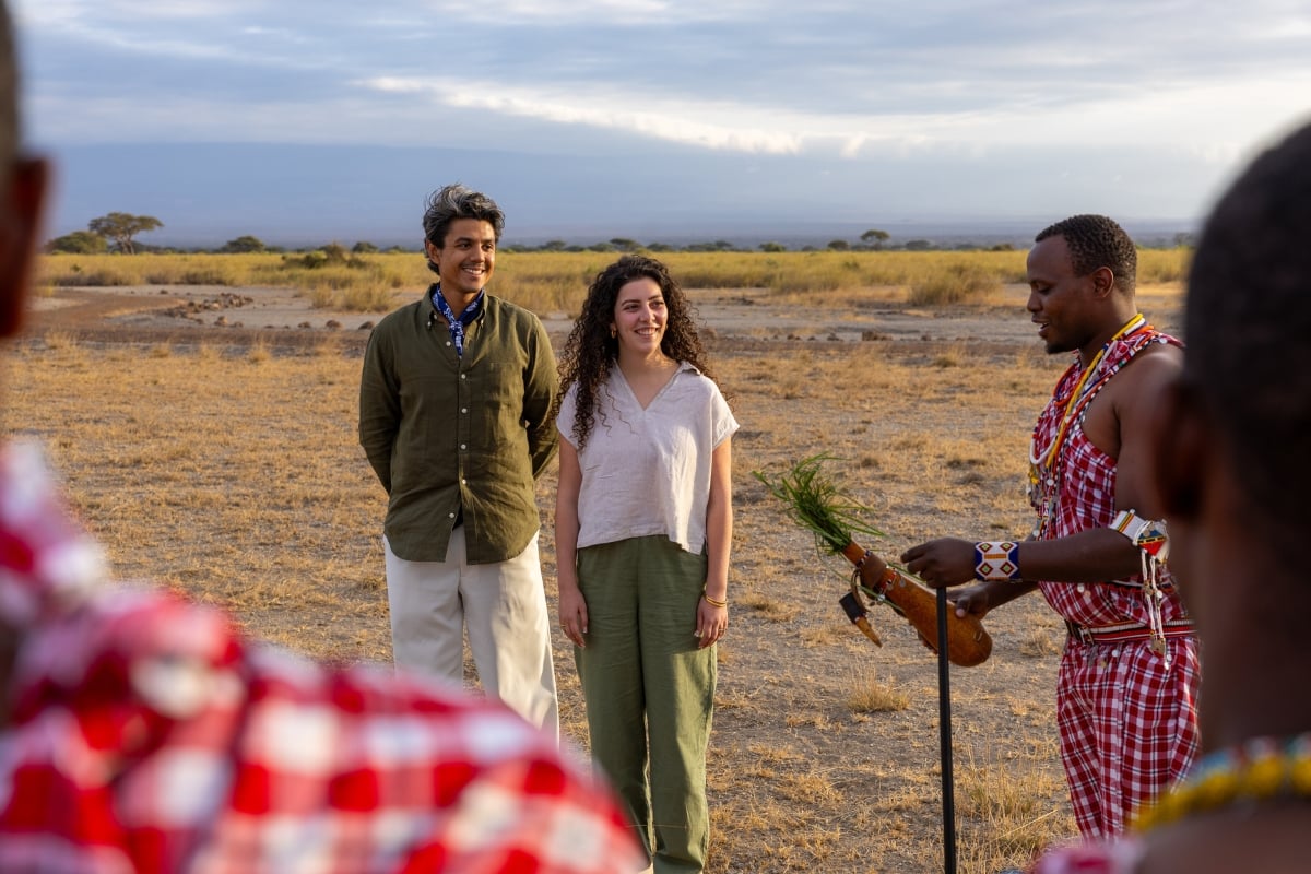 Honeymooners are blessed by the Maasai in Kimana Sanctuary