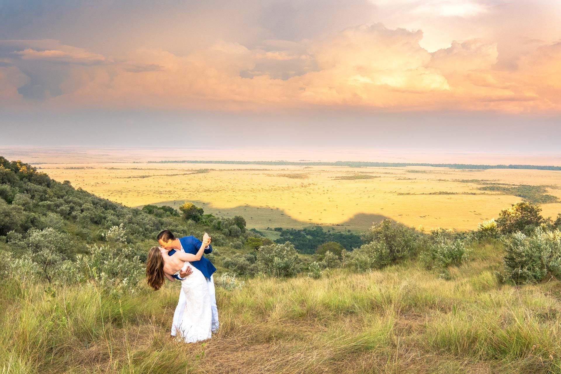The author and his wife, Mary, during their wedding at Angama Mara