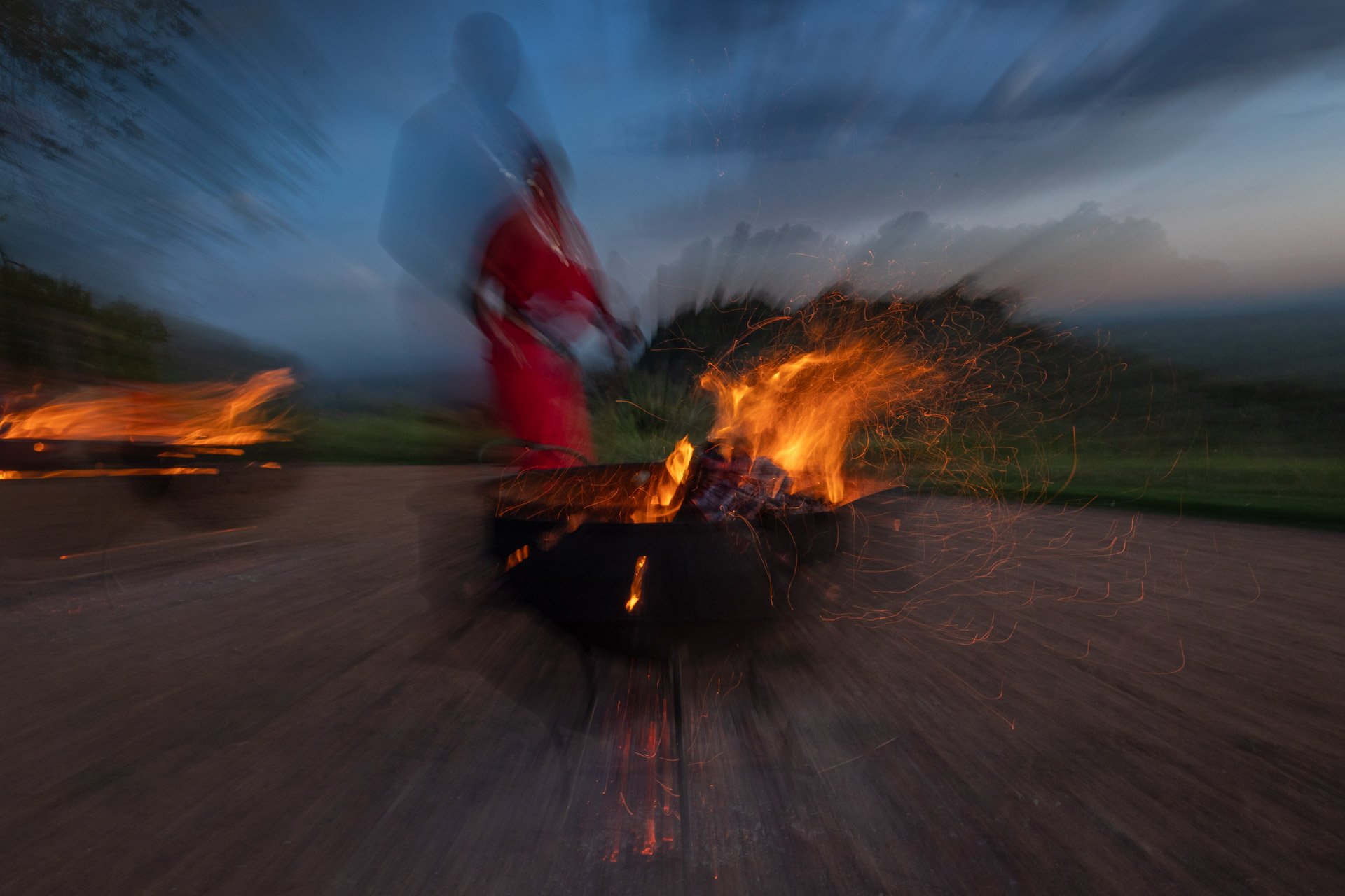 Captured with a slow shutter and zoom pull: motion becomes story
