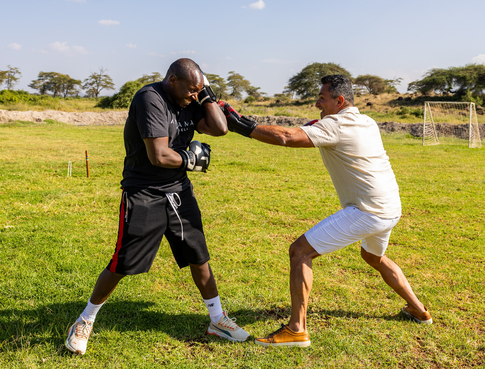 Gloves on. Game faces set. And yes, this really is how some guests warm up before sundowners