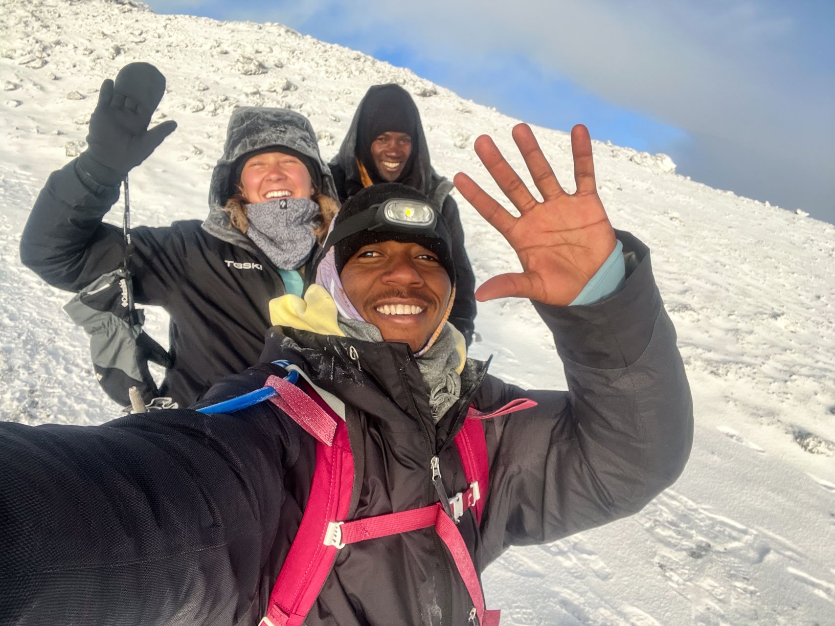 The guides and porters were instrumental in the success of the climb — pictured here is Sylvester and Afidhu 