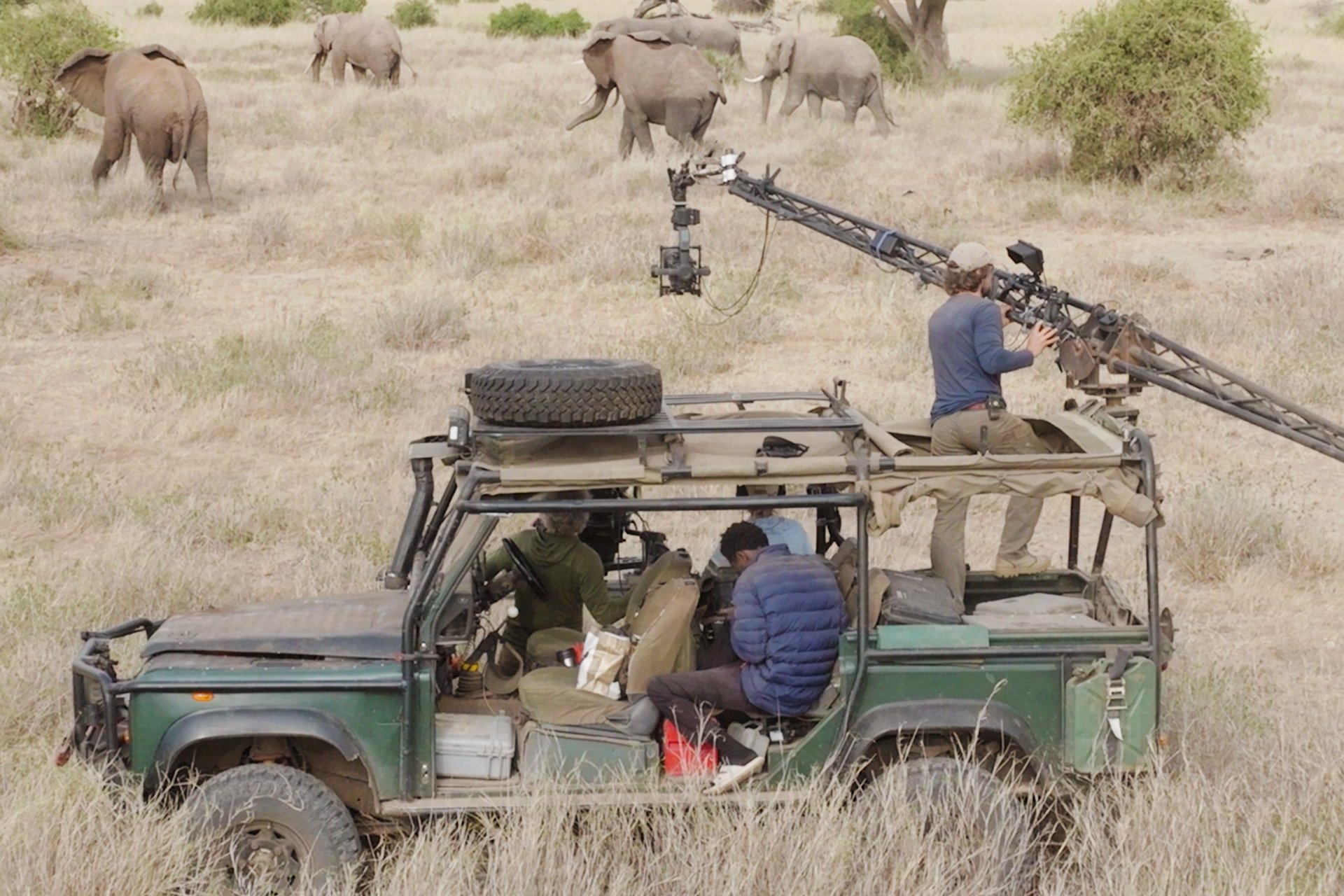 The team at work filming bull elephants in Kimana Sanctuary