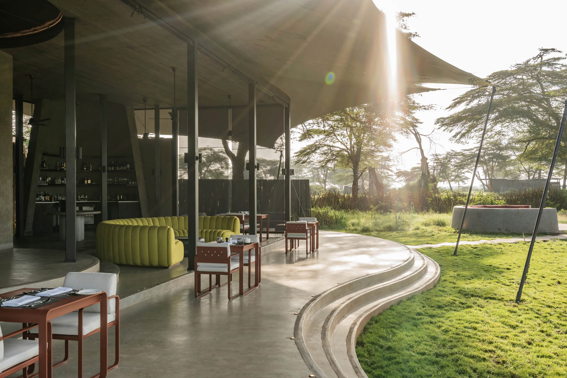 The Guest Area at Angama Amboseli hints at a retro flair of the sixties
