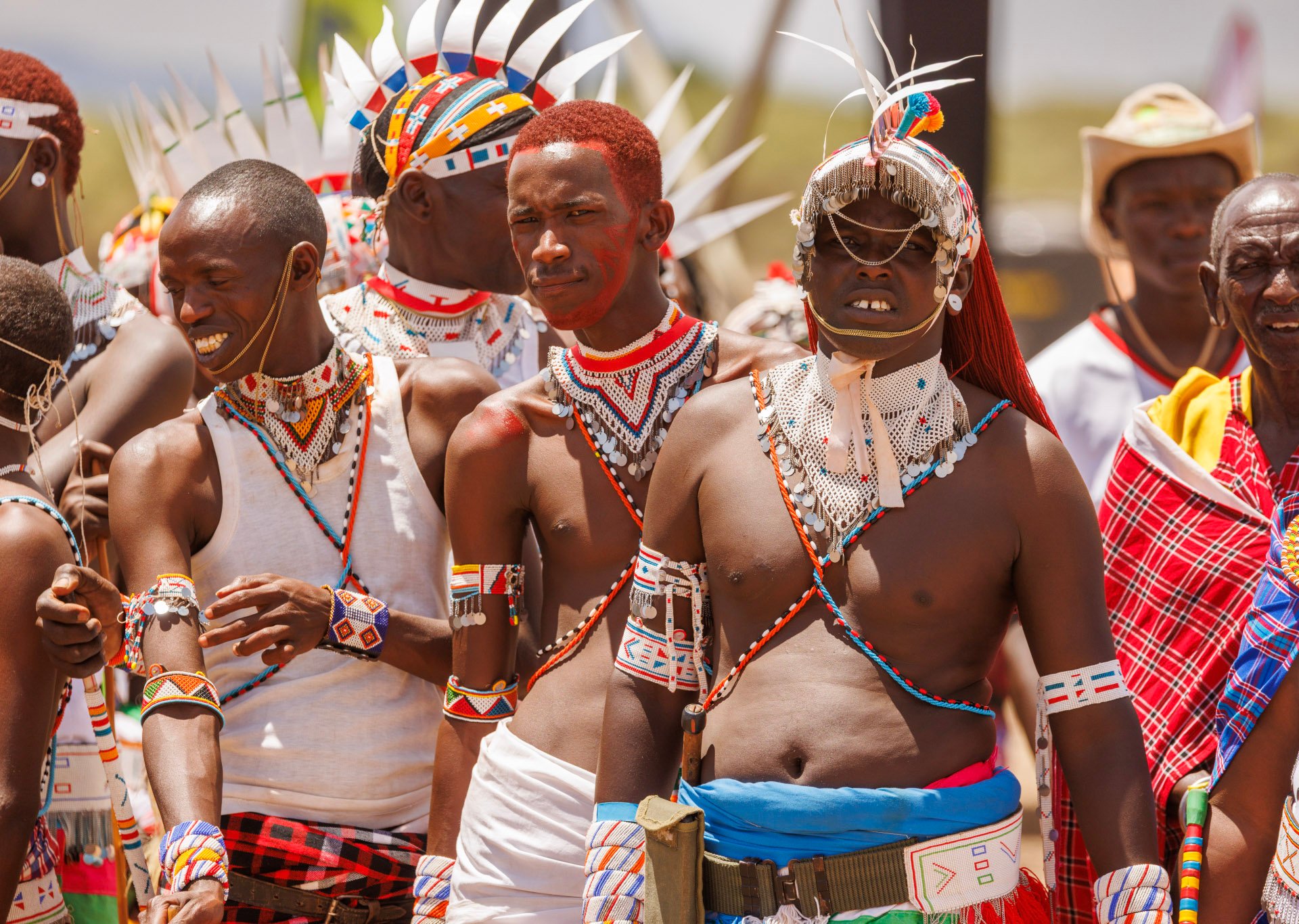 Maasai warriors, known as Morans. Their attire is a blend craftsmanship and markers of bravery