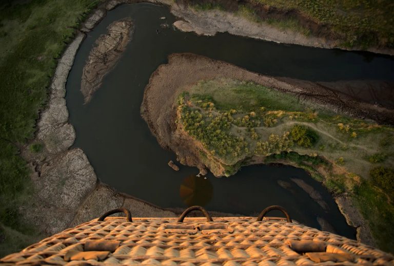 Looking down from a hot air balloon