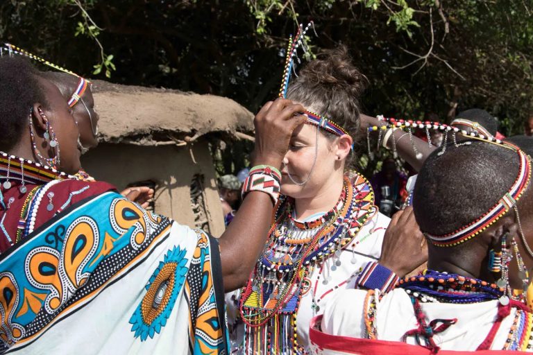 Traditional East African Fabrics - Maasai Tribe, Kenya Stock Photo