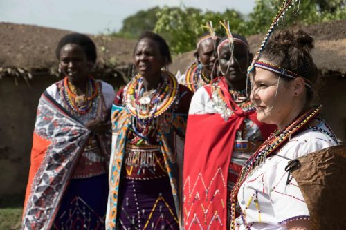 Maasai couple (warrior and girl) in traditional clothing. Africa