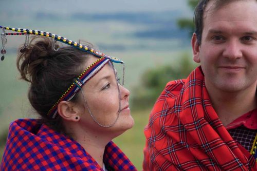 Kate and Mike at the Out of Africa site where their Maasai wedding took place