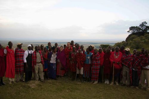 Kate, Mike and the Angama Team on their Maasai wedding day