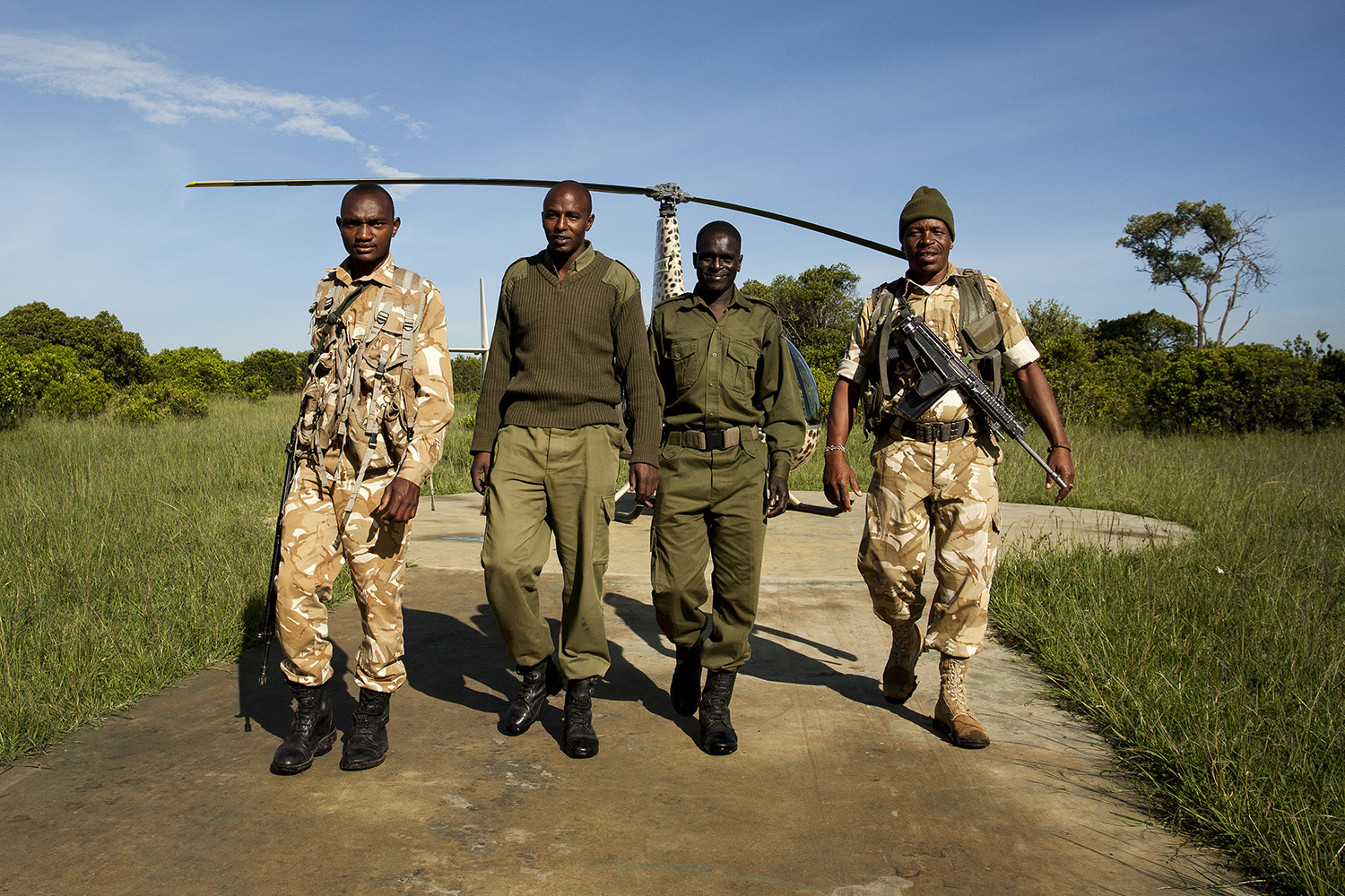 Helicopter rangers walking