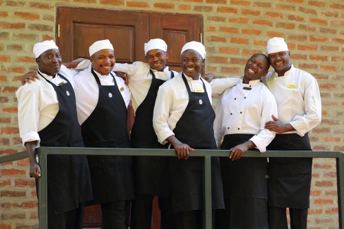 Chef Collins, second from right, heads up Angama's team of Chefs