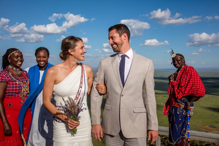 Couple married at Angama Mara