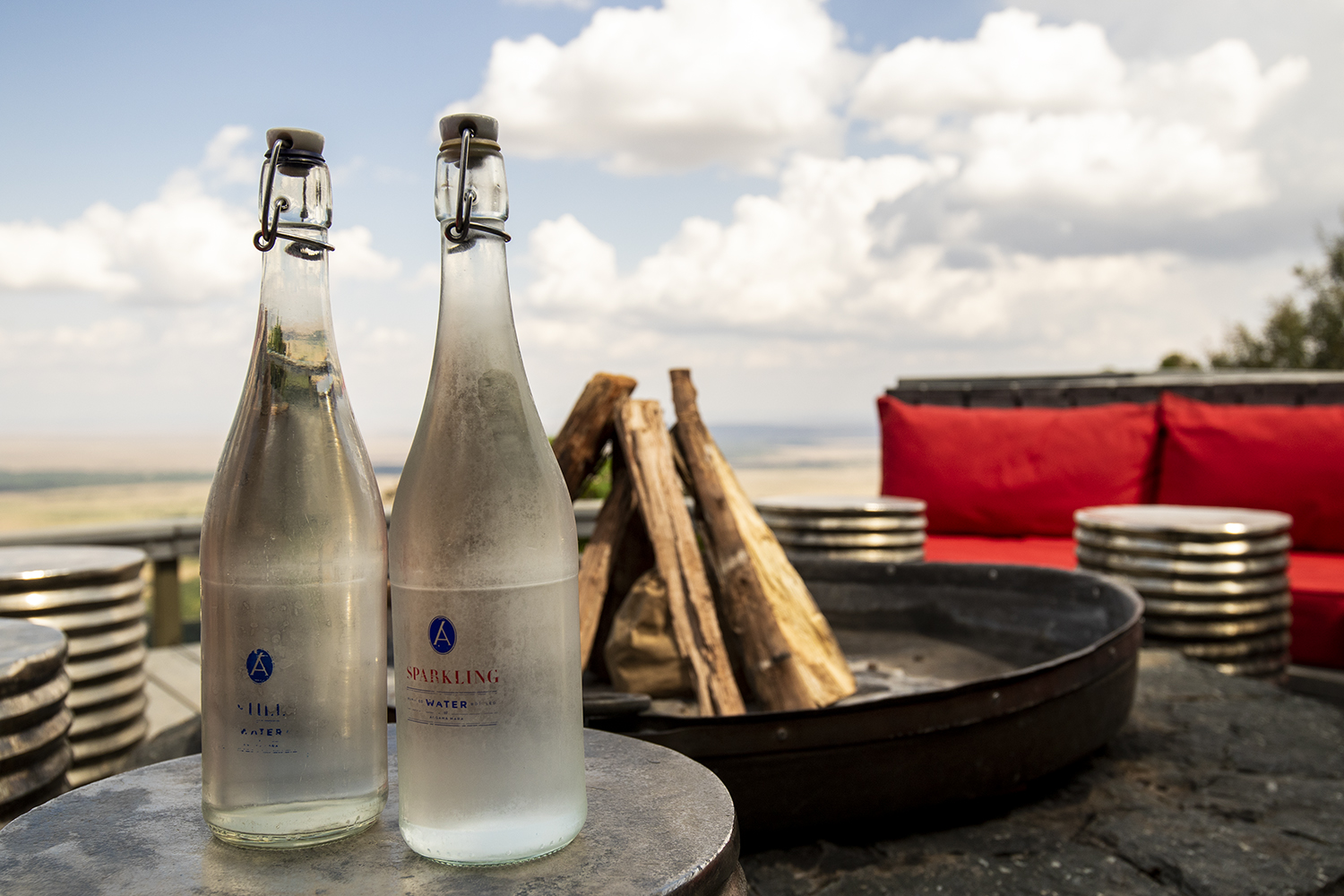 glass bottles on Angama deck reduce waste