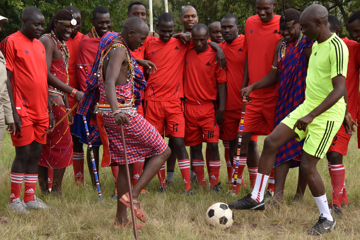 Boys playing soccer