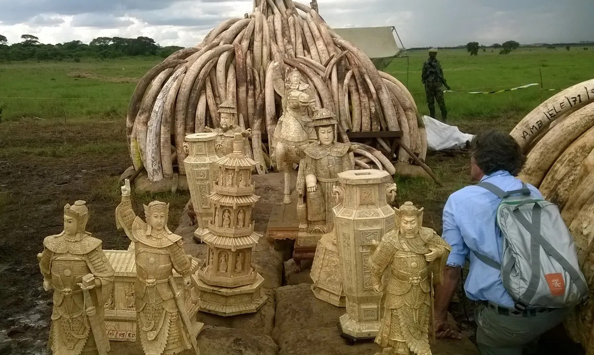 Ivory pile and figures to burn
