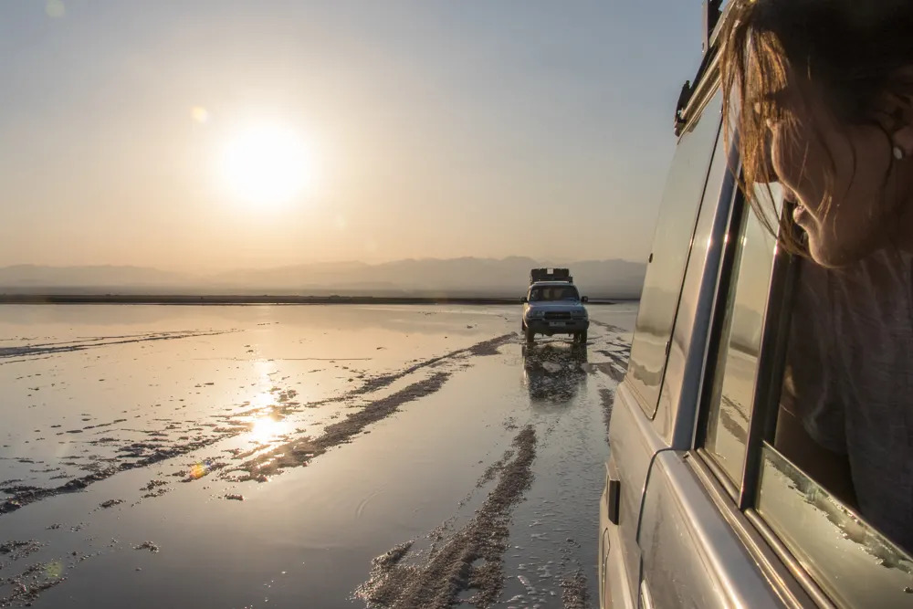 Driving through Dallol Salt Flats