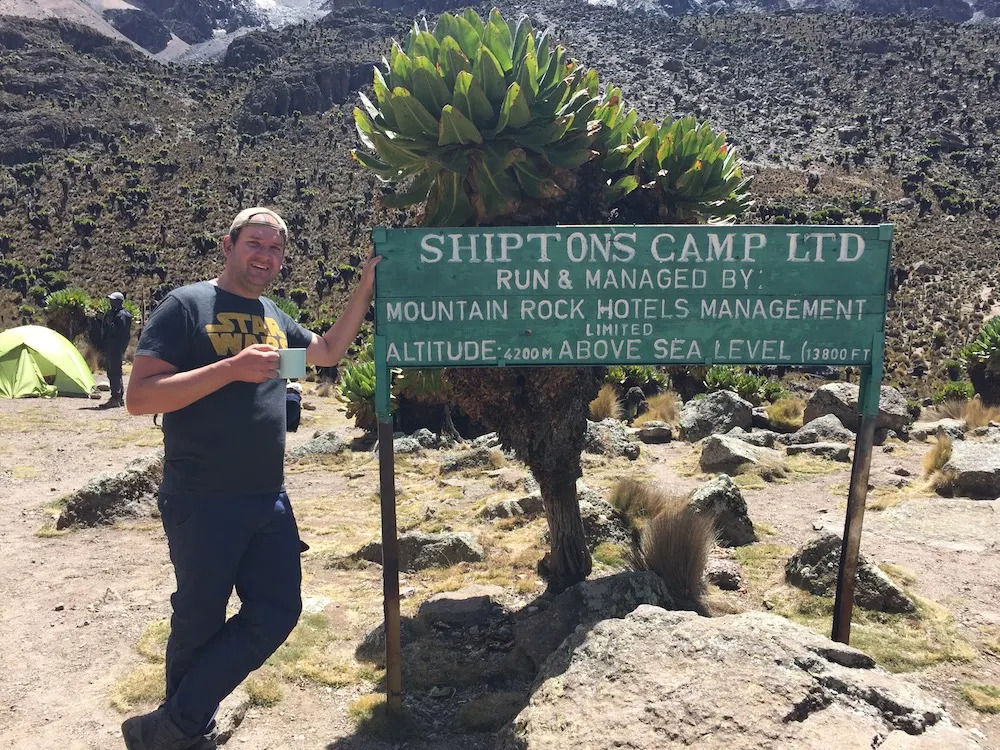 Hanging out at Shiptons Camp on Mount Kenya