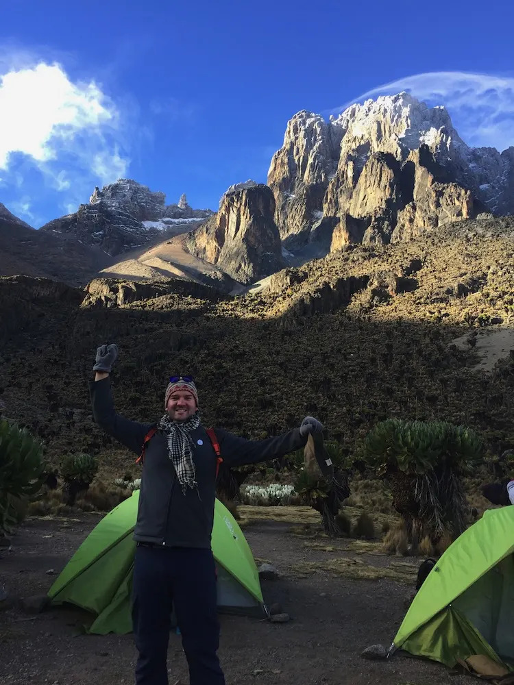 Morning after the summit on Mount Kenya