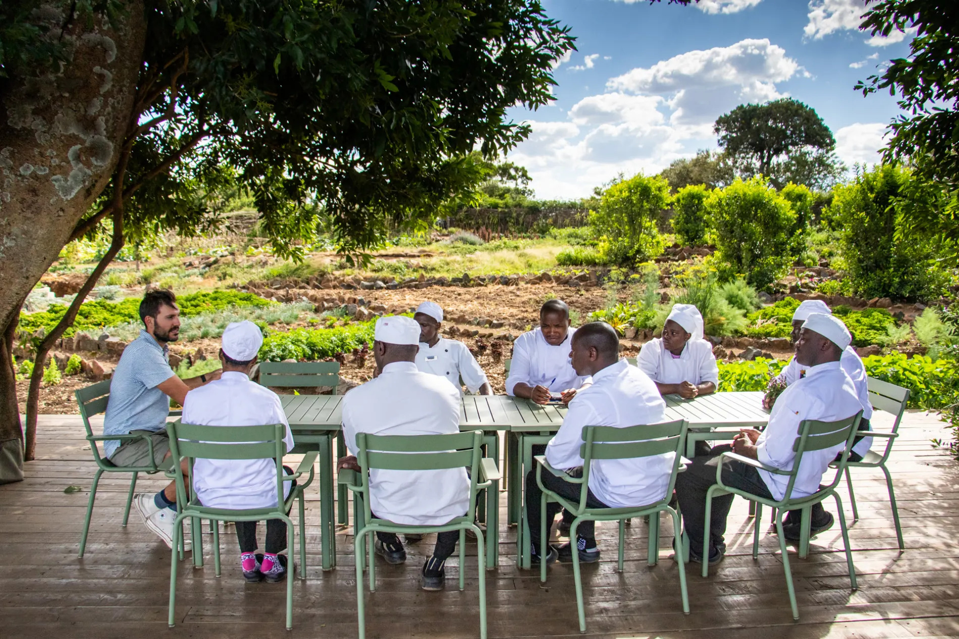 Ben with the chefs in the Shamba