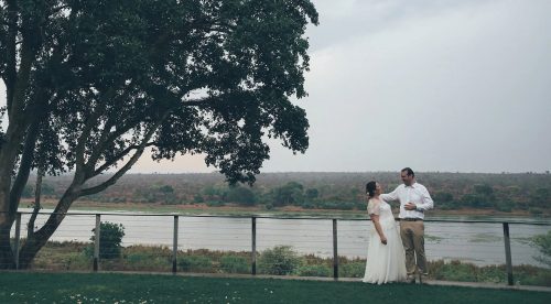 Kate and Mike's wedding day along the banks of the Crocodile River in South African 