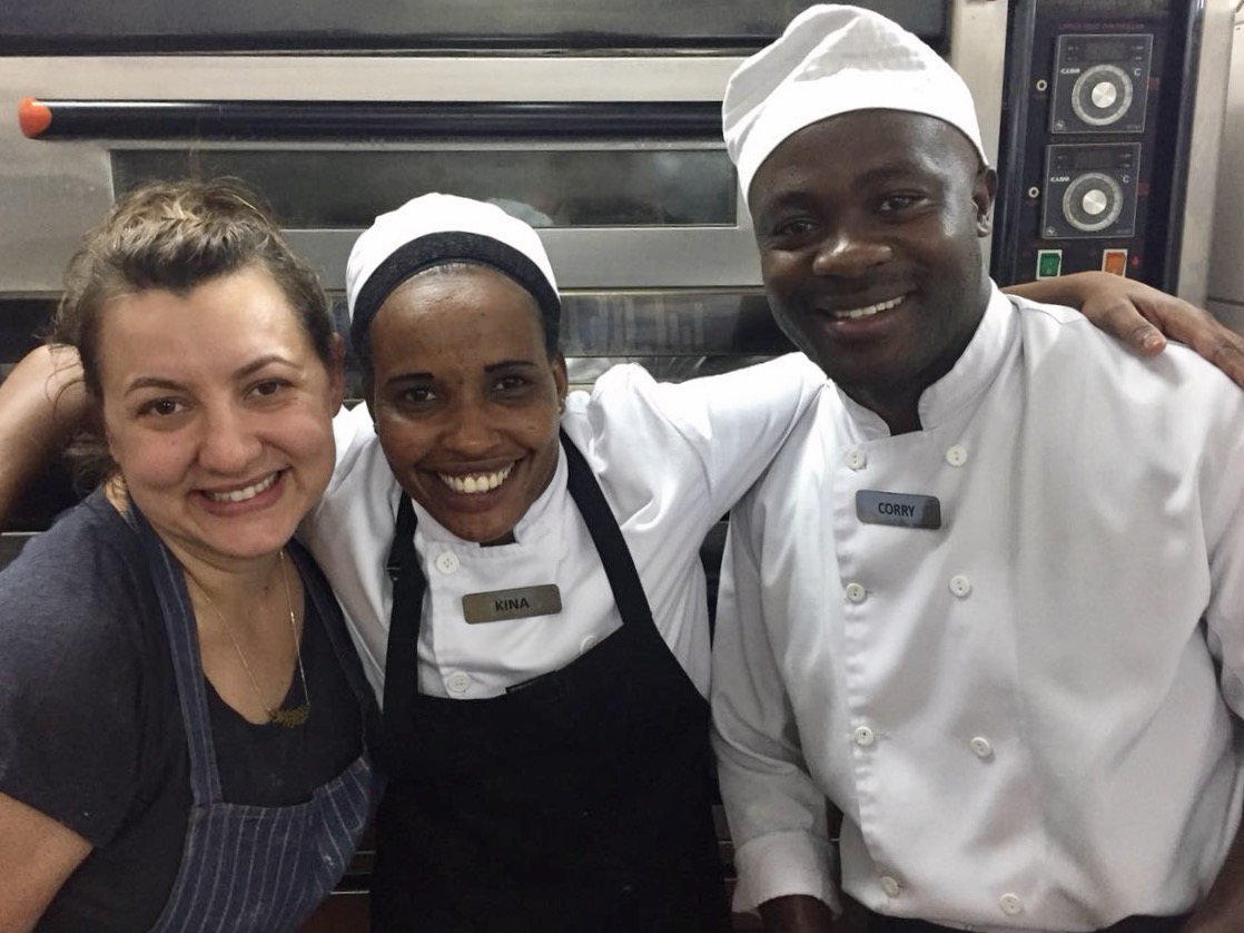 Angama pastry chefs preparing for the wedding cake 