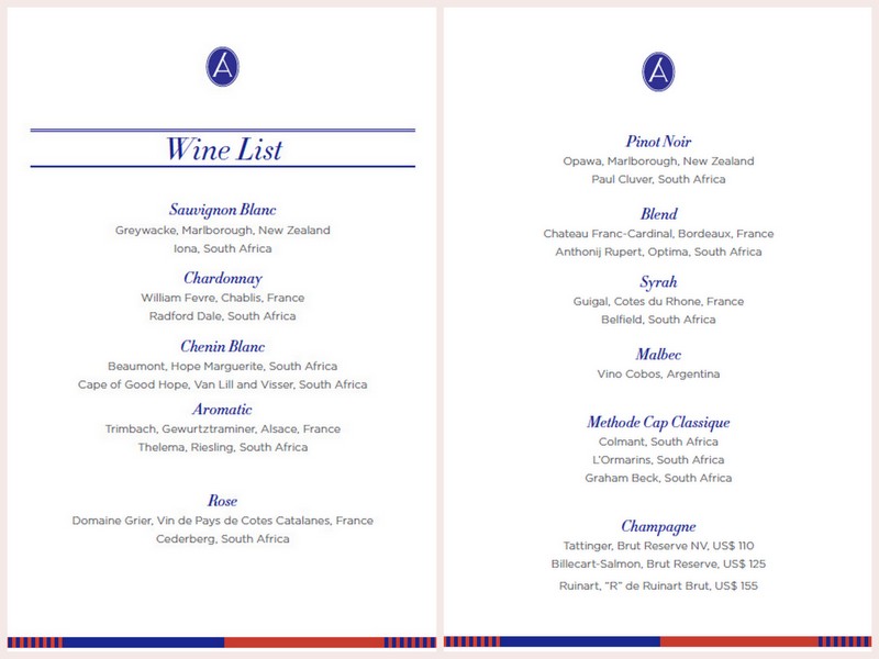 The Angama Wine List