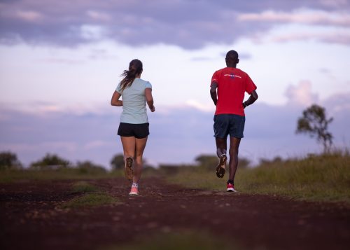 Nicky and Robert begin their run at dawn in the muddy Maasai Mara