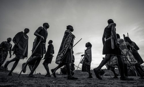 Maasai dancers perform at sunset