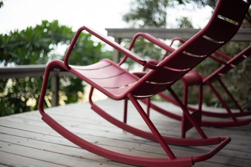 Angama Mara red rocking chairs