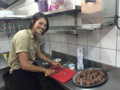 Shannon getting involved in the kitchen