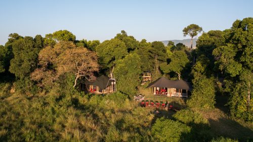 Angama Safari Camp tucked discreetly along the banks of the Mara River
