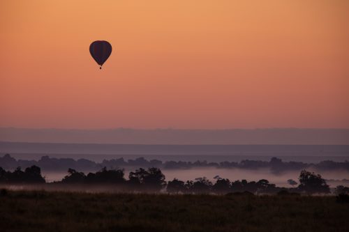 The welcome sight of hot-air balloons above the Mara 