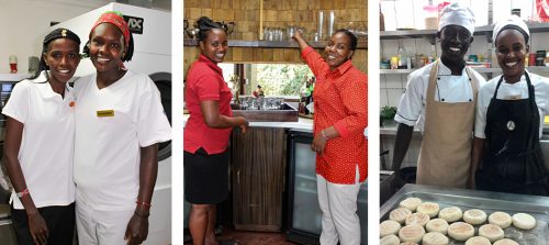 Rose, Scholar and David with their Angama rafikis; Margaret, Farida and Kina 