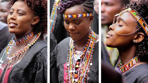 In contrast to the black robes, beads of all colours, patterns and styles signified this was a Maasai ceremony