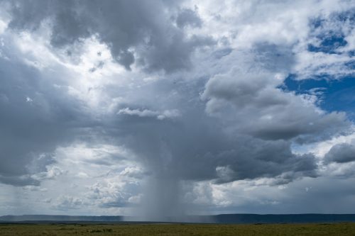 A column of rain from a distance