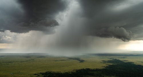 Above: A torrent of rain as seen from the guest area  