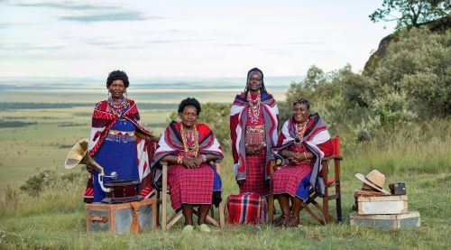 Above: Mama Jane and the beading Mamas sit in the 'Out of Africa' saddle 