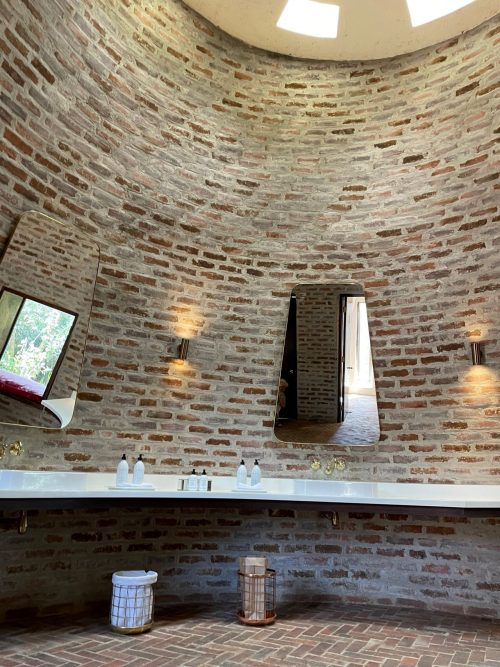 A bathroom built like a cathedral! What a treat!