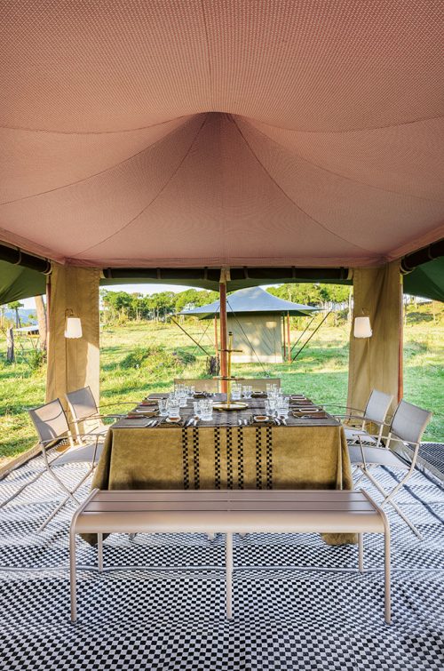 The African Jacquard tablecloths at Angama Safari Camp 