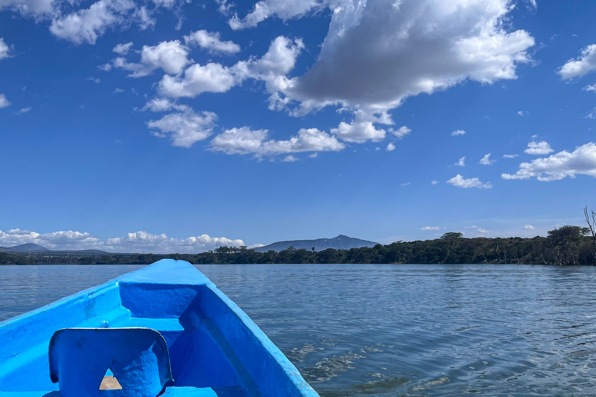 Above: Mount Longonot looking quite manageable from a boat on Lake Naivasha