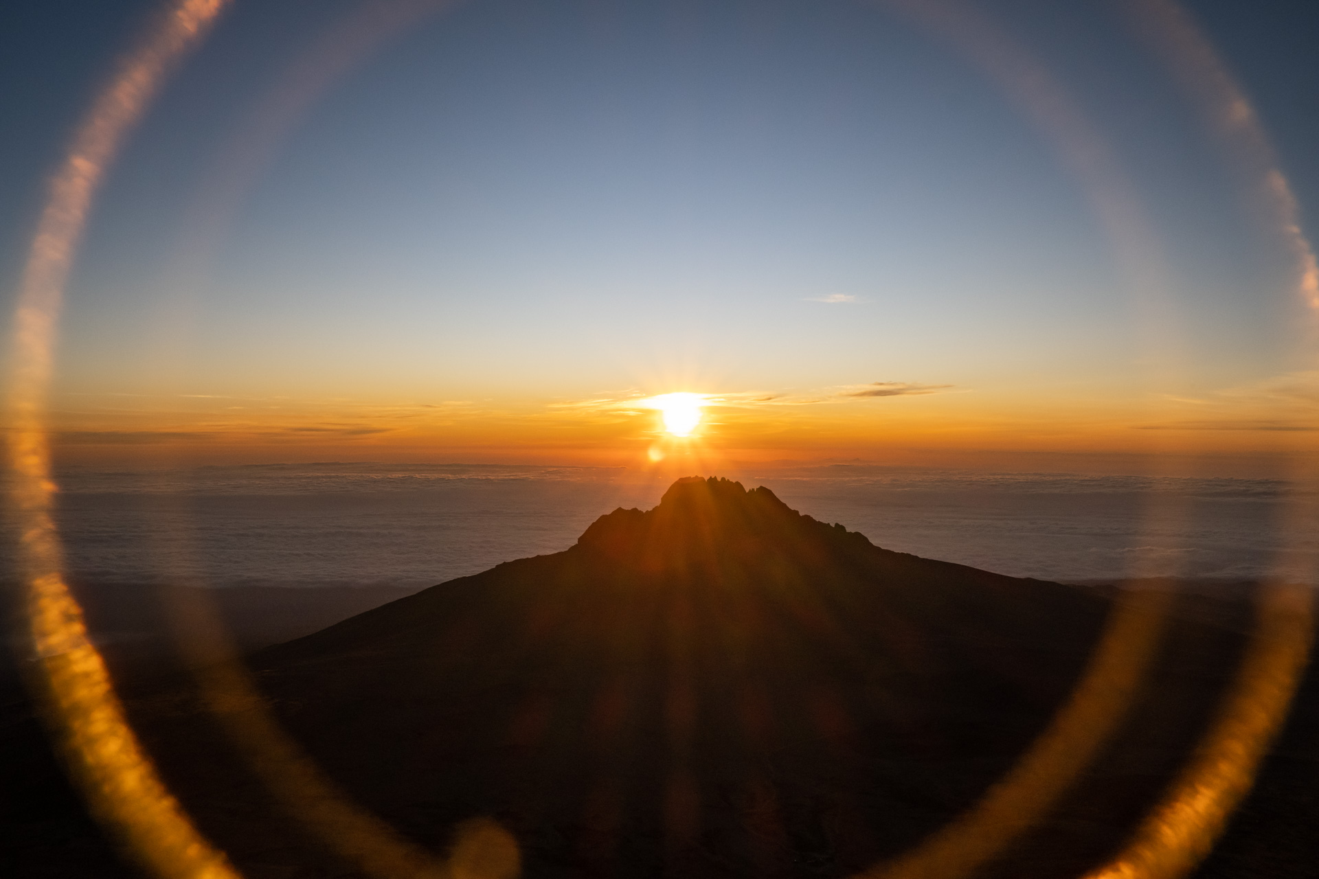 Above: The sun rises over Mawenzi peak