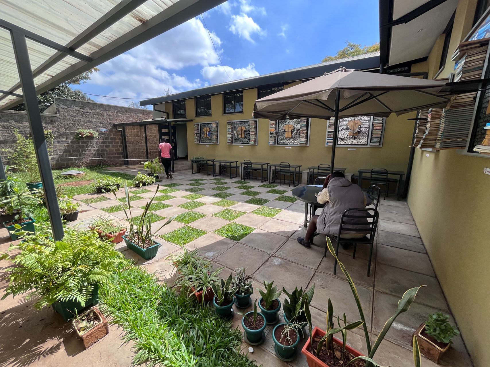 Makadara Library's courtyard is perfect for a chat with a friend or to simply enjoy your book