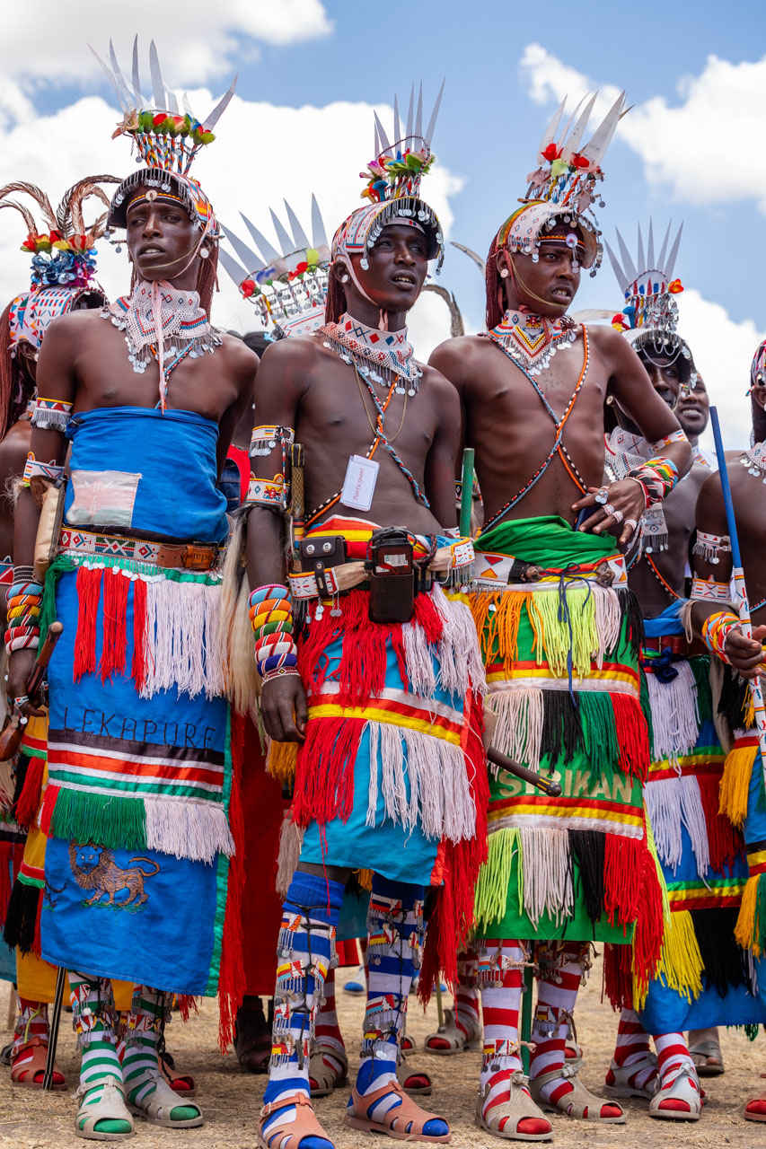 The Samburu warriors are colour personified — even down to the socks 