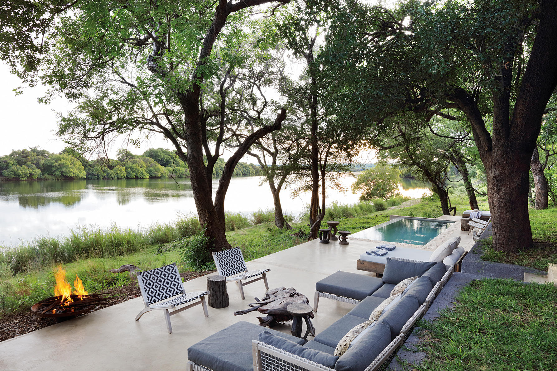Looking out over the Zambezi from the exclusive-use River House villa 