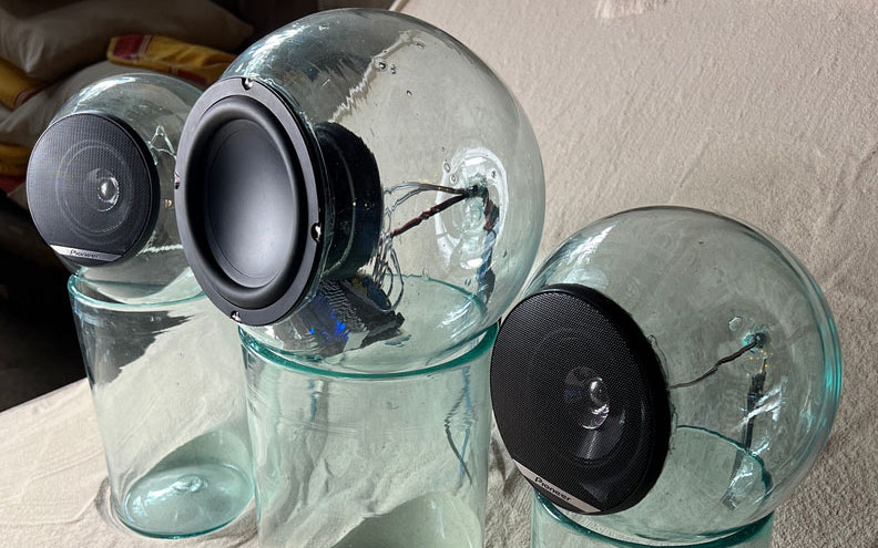 Keeping it modern, they even make glass speakers 